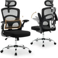 Office Chair Ergonomic Desk Chair - Home Mesh Office Desk Chair with Wheels, High-Back Computer Gaming Chair with Adjustable Headrest, Rolling Swivel Task Chairs for Home, Office, Gaming Room, Black