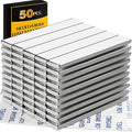 TRYMAG Neodymium Magnet, 50 Pack Strong Bar Magnets with Double-Sided Adhesive, Heavy Duty Metal Magnet Bar, Epoxy Coating Earth Magnets Perfect for Shower Door, Garage, Science, DIY - 60 x 10 x 3 mm