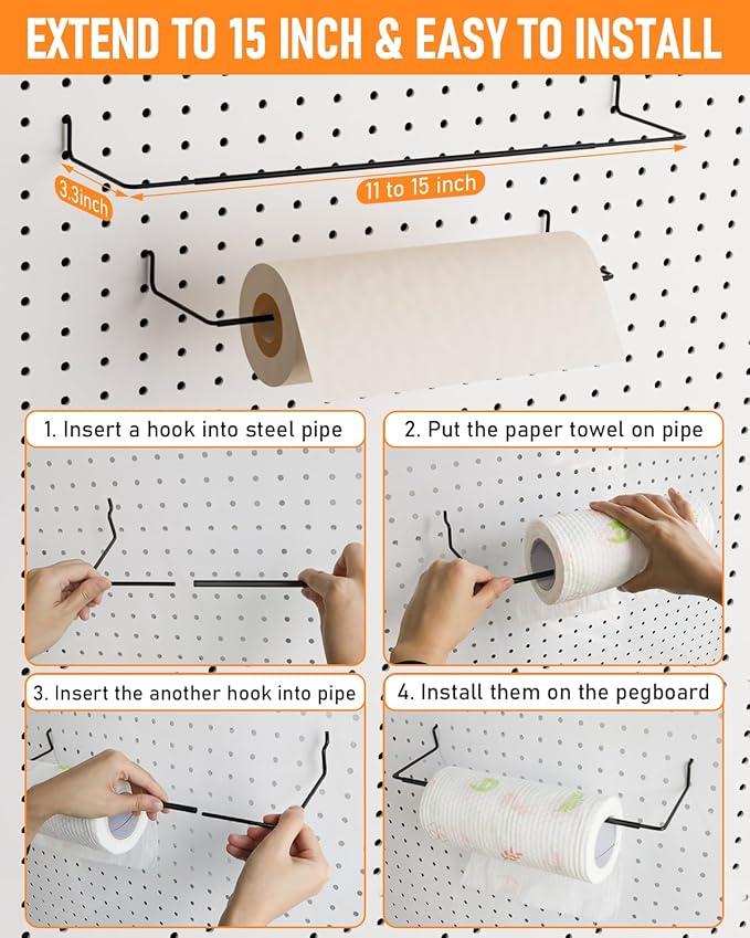 INCLY 238PCS Pegboard Accessories Organizer Kit, Peg Board Hooks Assortment with Peg Bins, Baskets, Paper Towel Holder for 1/8 and 1/4 inch Pegboard Hanging Tools, Garage Wall Storage Attachments