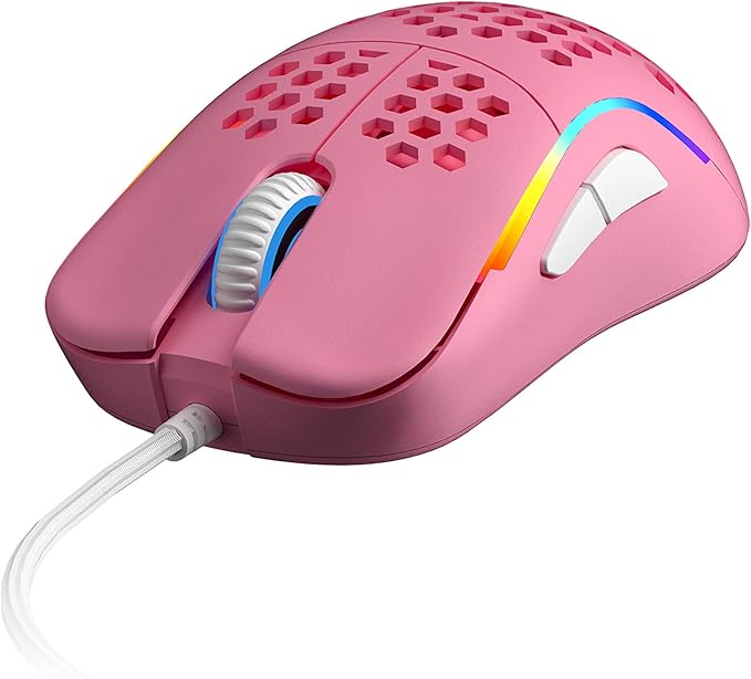 HK Gaming NAOS M Ultra Lightweight Honeycomb Shell Ambidextrous Wired RGB Gaming Mouse 12 000 cpi - 7 Buttons - 59 g (Naos-M, Prism Pink Limited Edition)