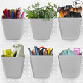 G.CORE Large Pegboard Cups Peg Board Storage Bin 6 Pack with Hooks, Square Box Shape Pegboard Cup Holder Accessories for Garage Workbench/Craft Room/Office/Playroom/Home Kitchen Organization (Grey)
