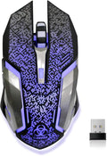 VEGCOO Wireless Gaming Mouse, C8 Wireless Rechargeable Mouse with Colorful LED Lights and 2400/1600/1000 DPI for Laptop and Computer (C9 Silver)