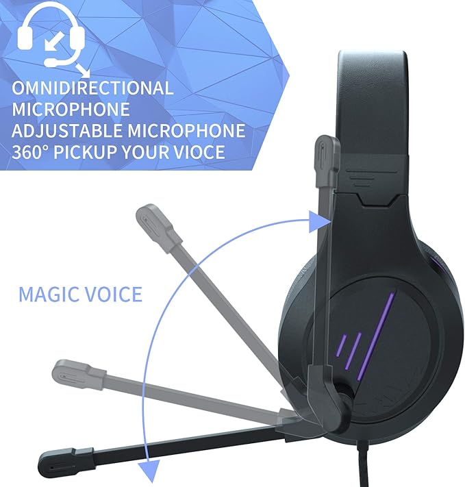 Anivia PC Computer Headset, Headphones with Microphone Stereo Surround for PC MAC Laptop, Noise Cancelling Over Ear Wired Headset with Soft Memory Earmuffs, Compatible with Switch Nintendo PC Laptop