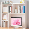 Desk Hutch Dorm Desktop Bookshelf, Wooden Desk Storage Hutch with 6 Shelves for Computer Desk, 4-Tier Desktop Display Organizer Rack for Office Home