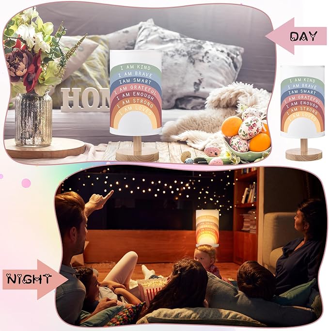 Glooglitter Classroom Lamp Calming Corner Decor Cozy Center 11. 61 Inches Small Bedside Desk Lamp USB Rainbow Reading Book Center Supplies for Home Bedroom Playroom Nursery