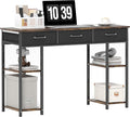 HOMCOM 47" Computer Desk with 3 Fabric Drawers, Home Office Desk with Adjustable Shelves, Small Writing Desk with Storage, Rustic Brown