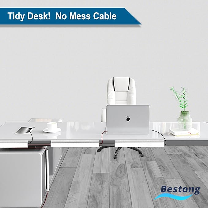 Cable Management Under Desk J Channel - Neat and Easy Cord Organization Solution