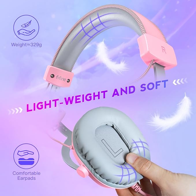 FIFINE Gaming USB Microphone Kit and PC Over-Ear Wired Headset,Streaming Recording Computer RGB Mic Set for Podcasting,YouTube,7.1 Surround Sound Headset,Control Box,for PS4/PS5/Xbox/Switch(A6TP+H9P)