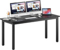 DlandHome Computer Desk, 63 Inch Home Office Desk, Gaming Writing Work from Home Study Desk with Thicken Frame & Large Legroom, Modern Simple Workstation Business Furniture for Home Office, Black
