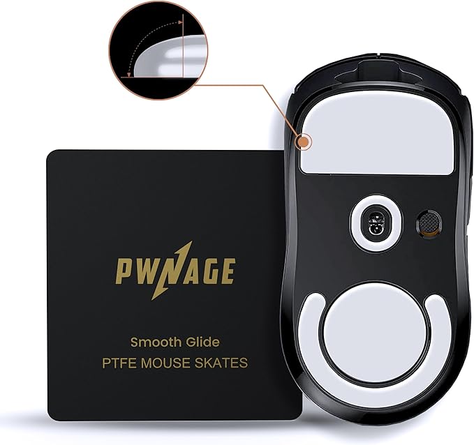 PWNAGE SmoothGlide PTFE Rounded Replacement Mouse Skates Feet for G Pro X Superlight GPX, Ultra-Smooth and Durable, 3M Adhesive, Gaming Mouse White