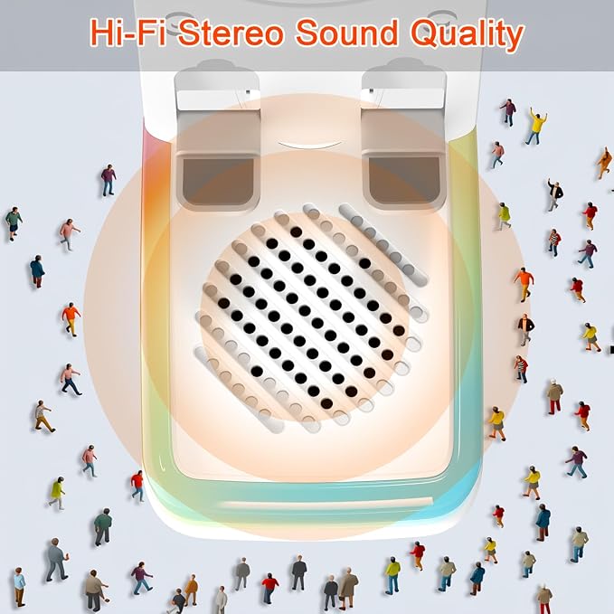 Wireless Induction Bluetooth Speaker with 360° Rotating Phone Stand, 3000mAh Large Battery, 5 in 1 Portable Cell Phone Holder with RGB Light & Emergency Charger, Tech Gifts for Men Women, (White)
