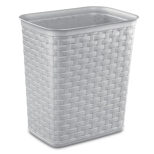 Sterilite 3.4 Gallon Weave Wastebasket, Small, Decorative Trash Can for the Bathroom, Bedroom, Dorm Room, or Office, Gray, 6-Pack