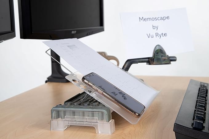 MemoScape Adjustable In-Line Document Holder for Typing | Reduce Neck Strain, Improve Focus, Boost Desk Organization, and Workflow | Paper Holder Stand for Desk and Home Office - Camouflage (VUR 4080)