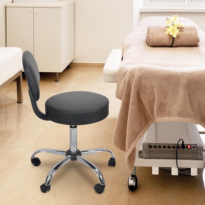 Nova Microdermabrasion Rolling Stool with Wheels Swivel Salon Stool Adjustable Drafting Tattoo Office Chair for Massage Bar Kitchen Spa Shop with Thick Cushion
