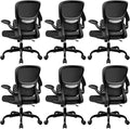 ALLGOD Ergonomic Office Chair, Breathable Mesh Ergonomic Desk Chair with Lumbar Support, Flip-up Armrests, Computer Chairs Comfortable for Home, Office, Work, Standard, 6 Pack
