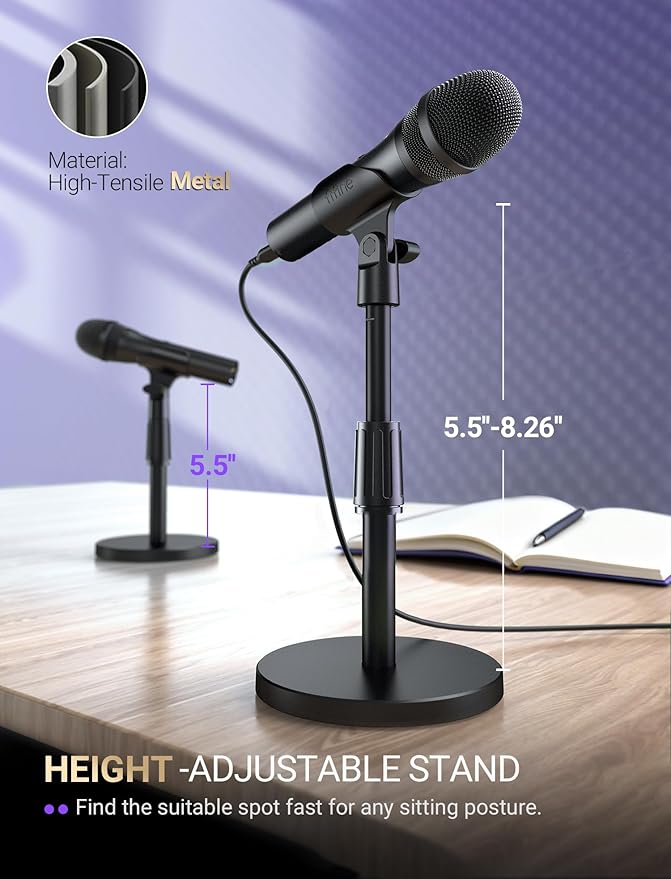 FIFINE USB/XLR Dynamic Microphone for Podcast Recording, Studio Mic Set with Desktop Stand for Vocal, Voice Over, Streaming, Black-AmpliTank TANK2