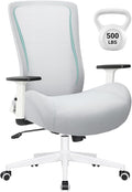 Big and Tall Home Office Desk Chair 500lb Capacity for Heavy People, Ergonomic Wide Mesh Desk Chair with Stepless Recline & Lock, 5.5" Thick Cushion, High Back, Adjustable Height & Armrests