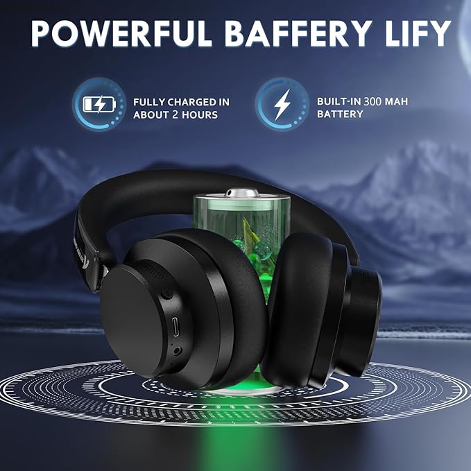 ATTACK SHARK G500 Wireless Over-ear Noise Canceling Headphones,Bluetooth ANC Gaming Headset with BT 5.3/3.5mm Audio Cable,20H Playtime,Hifi Stereo Sound,Deep Bass,Built-in Mic for PC Smartphone(Black)