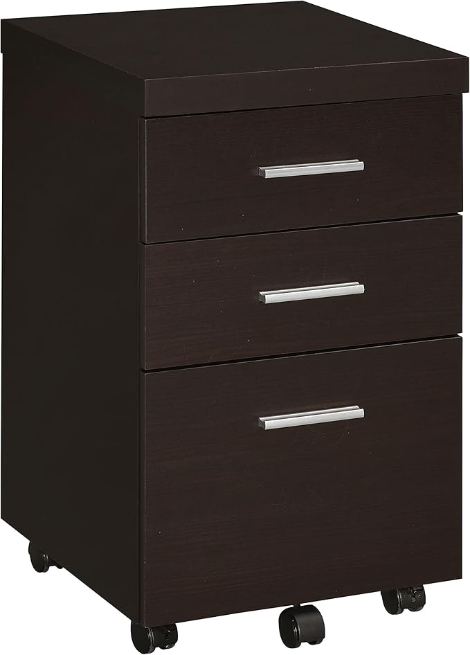 Coaster Home Furnishings - Skeena - Engineered Wood - 3-Piece Home Office Computer Desk Set with Desk Return and Mobile Filing Cabinet- Transitional Style - Home Office - Cappuccino - 800901 -S3