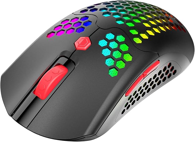 ZIYOU LANG Wired/Wireless Lightweight Gaming Mouse,16 RGB Backlit Mice with 7 Buttons Programmable Driver,PAW3325 12000DPI,Rechargeable 800mA Battery,Lightweight Honeycomb Shell Mouse for PC Gamer