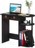 Furinno GO GREEN Desk, 31.5" Wide Gaming Desk with 2 Side Shelves and Storage Bins, Computer Desk, Office Desk for Home Office, Study Room, Dorm, Bedroom, Espresso