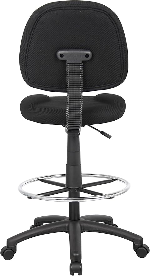 BOWERY HILL Rolling Drafting Stool, Contoured Comfort Tweed Fabric Seat, Adjustable Height 26.5"-31.5", Chrome Footring & Black Nylon Base, Dual Wheel Casters, 250 lb Capacity, Ergonomic Office Chair