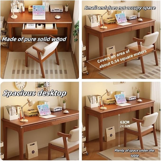Modern Computer Desk & Chair Set, Wooden Writing Desk, Executive Desk, Study Table (Natural, 100CM-39.4IN)