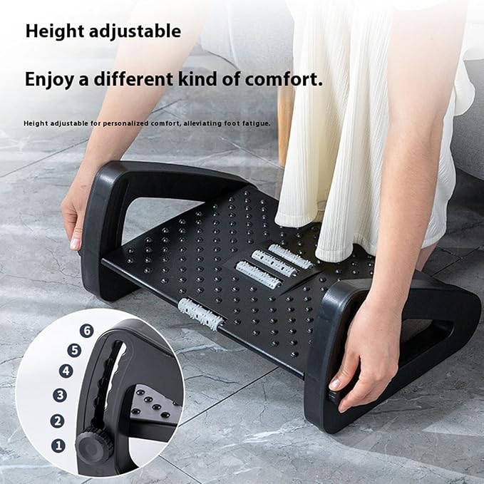 Adjustable Height Foot Rest with Massage Surface for Under Desk, 6 Height Adjustable Foot Stool for Desk at Work for Home, Office