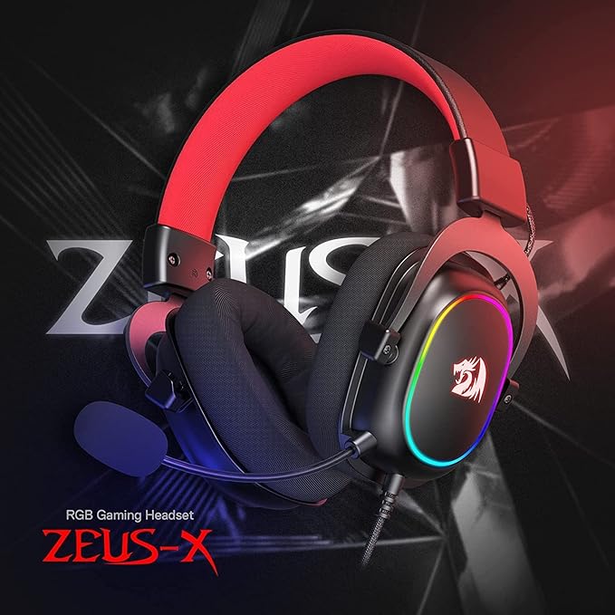 Redragon H510 Zeus-X RGB Wired Gaming Headset - 7.1 Surround Sound - 53MM Audio Drivers in Memory Foam Ear Pads w/Reliable Fabric Cover- Multi Platforms Headphone - USB Powered for PC/PS4/NS