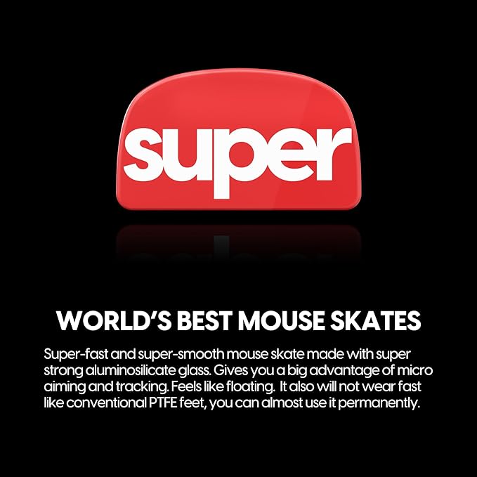 Pulsar Gaming Gears Superglide2 - New Controllable Speed Surface Smoothest Mouse Feet/Glides Made with Ultra Strong Glass Smooth and Durable Sole for Vaxee XE Wireless [RED]