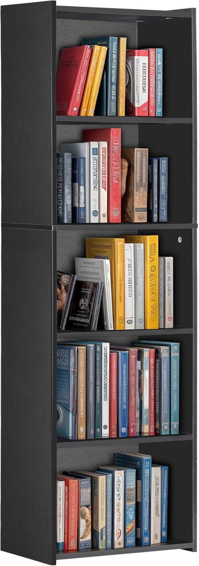 ZENY 5-Tier Shelf Bookcase, Freestanding Wood Storage Display Open Bookshelf for Home Office (Black)