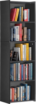 ZENY 5-Tier Shelf Bookcase, Freestanding Wood Storage Display Open Bookshelf for Home Office (Black)