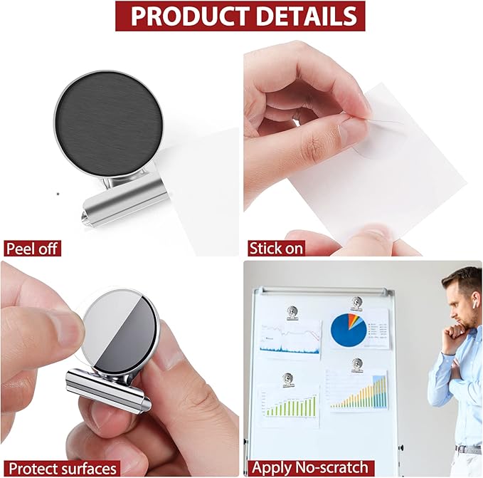 8 Pack Fridge Magnets Refrigerator Magnets Magnetic Clips Perfect for Refrigerator Whiteboard Magnets Photo Displays Home School Use Heavy Duty Magnetic Clips (Silver)