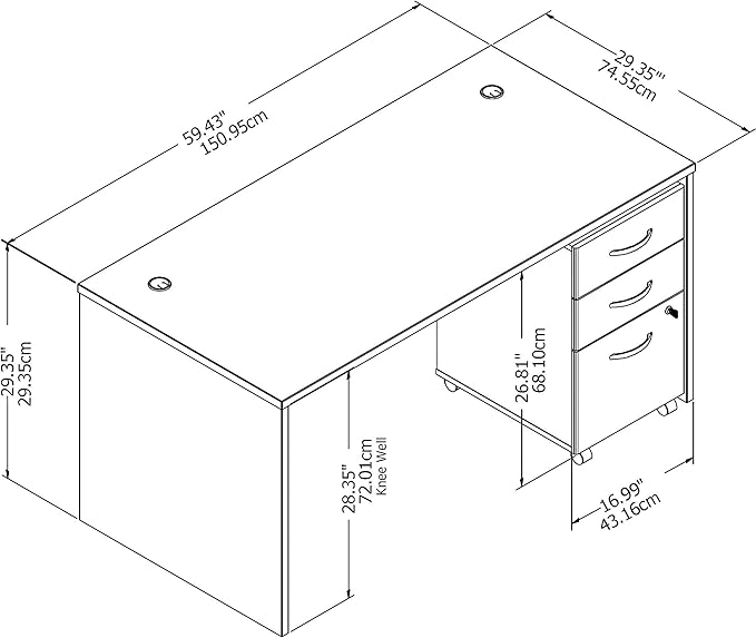 BUSH BUSINESS FURNITURE STC014SG Desk and File, 60W x 30D, Storm Gray