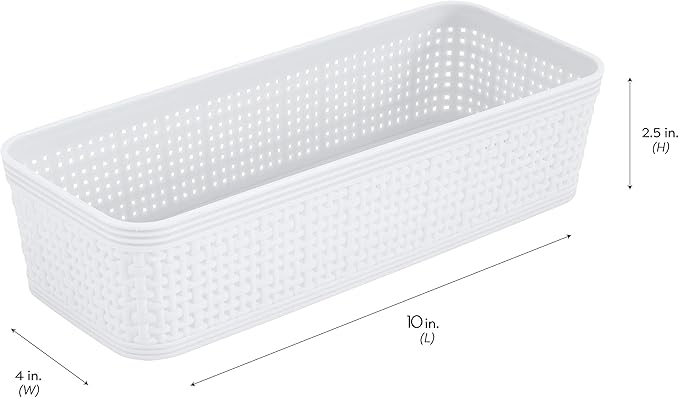 Simplify 5 Piece Organizing Set | Multiple Size Bins | Multipurpose | Office | Desk | Dorm | Bathroom | Storage Basket | Small Items | Accessories | White
