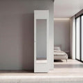 Saily Storage Cabinet with 4 Shelves and Mirror on Door, Modern Design, White Mirror on Door: Includes a full-length mirror, making it convenient for quick outfit checks. Easy Access: Features a si