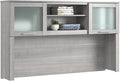 Bush Home 60-Inch Desk Hutch, Office Storage Organizer with Shelves, Cubbies and Frosted Glass Doors for Computer Desk, Home Office Furniture, Somerset Collection, Platinum Gray