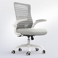 Office Chair for Long Hours & Back Pain Relief – 4" Thick Molded Foam Cushion, Padded Lumbar Support and Flip-up Armrests, Ideal for Office or Study, Light Gray