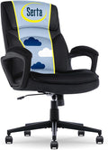 Serta Comfort Classic Executive Office Chair, Ergonomic Mid-Back Computer DeskChair with Lumbar Support, Semi-Plush Cushion and Body Pillows, Padded Armrests, Swivel Base, Black Velvet Fabric