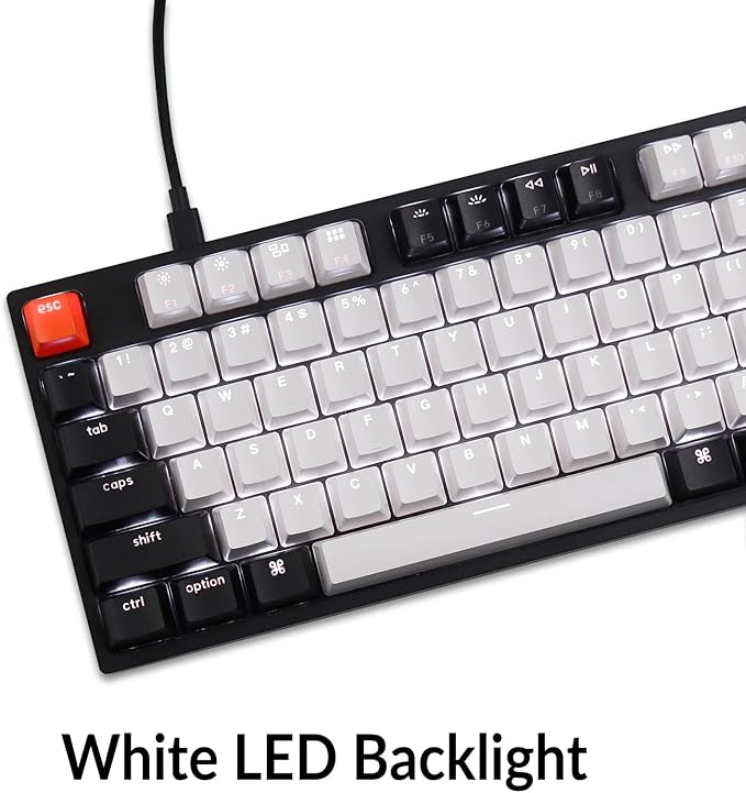 Keychron C1 Hot-swappable Wired Mechanical Keyboard with Gateron G Pro Red Switch/Double-Shot ABS Keycaps/White Backlight/USB Type-C Cable, Tenkeyless 87 Keys Computer Keyboard for Mac Windows PC