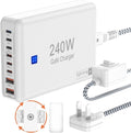USB C Charger Block 240W, 8-Port Charging Station for iPhone/Ipad/MacBook, 6C2A PD GaN Charger Box, USB Tower Hub with Flat Plug, Travel Essentials