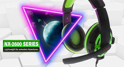 Nyko NX-2600 Wired Headset for Xbox One - Lightweight Headphones w/Adjustable Microphone - Compatible w/Xbox 1, Xbox X|S, Switch, PS4 and PS5 - Xbox One Accessories (Black and Green)