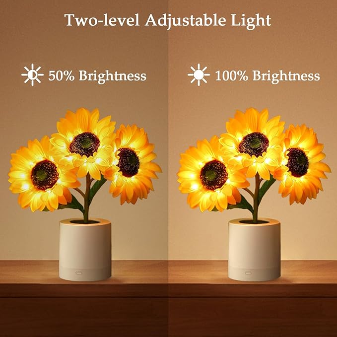 Lifnatty Sunflower Lamp Gifts for Women, Mother’s Day Birthday Gifts for Women, Mom, Sister, Girlfriend, Rechargeable Flower Lamp Night Light, Dimming Table Lamp, Anniversary Bedroom Decor