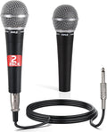 Pyle Professional Dynamic Microphone - 2-Pack Unidirectional Handheld Mic with Built-in Pop Filter, High Signal Output, 15 ft. XLR Audio Cable, Ideal for Stage, Karaoke & Studio Performances