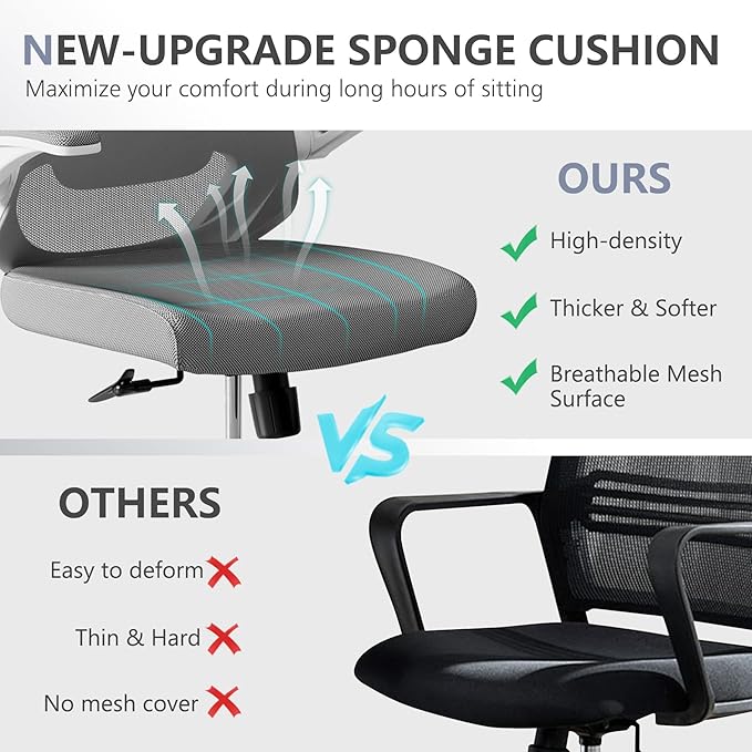 balmstar Ergonomic Office Chair Desk Chair - Mesh Computer Chair with 360° Swivel Wheels, Adjustable 90-130° Recline & Lumbar Support for Home Office, Supports up to 350lbs