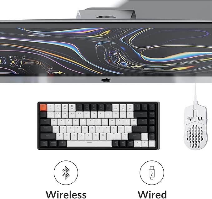 Keychron K2 Wireless Bluetooth/USB Wired Gaming Mechanical Keyboard, Hot-swappable 75% Layout 84 Keys RGB LED Backlight, Aluminum Frame for Mac Windows, Gateron G Pro Blue Switch, Version 2