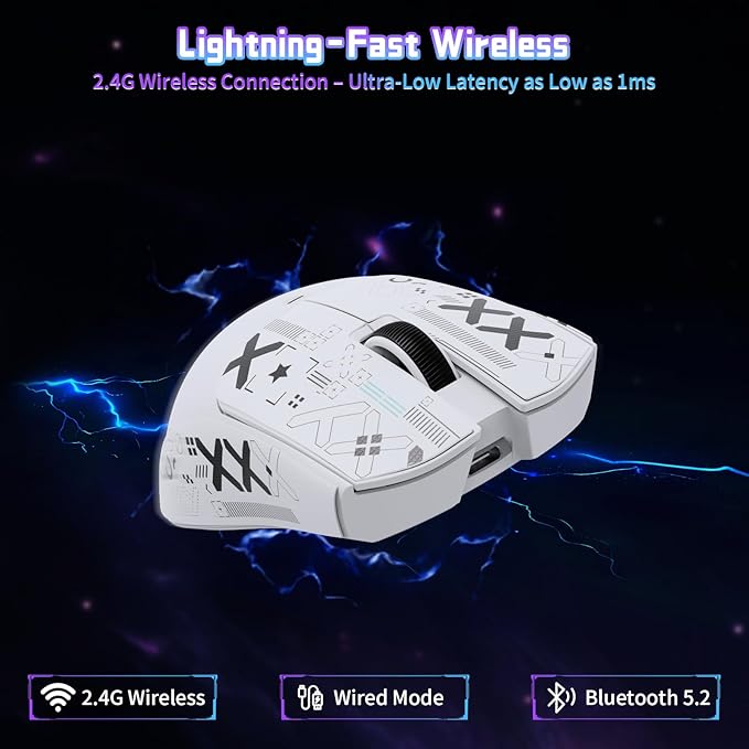 ATTACK SHARK X11SE Lightweight Wireless Gaming Mouse, 59g Tri-Mode BT/2.4G Wireless/Wired Gaming Mouse, PixArt PAW3311 Gaming Sensor, 22000 DPI, Office Mice with Tape for PC/Xbox/Win/Mac (White)