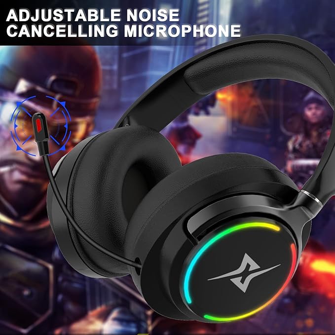 Gaming Headset with Microphone for PC, PS4, PS5, Xbox One, Xbox Series X|S - 3.5mm Jack Gamer Headphone with Noise Canceling Mic-907 Black