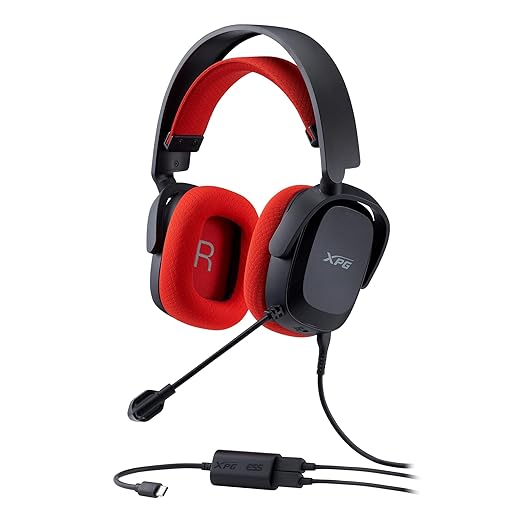 XPG PRECOG Studio Gaming Headset with a 4.4mm Connector USB-C DAC w/ESS Audio chipset Large 50mm Drivers 100Hz-8000Hz mic Frequency(PRECOG Studio-BK/RDCWW)