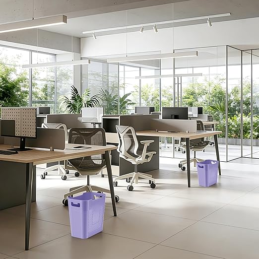 Small Purple Trash Can Wastebasket, 2.9 Gallon Plastic Garbage Can Waste Basket for Narrow Spaces Bathrooms Laundry Room Kitchens Offices Kids Rooms (Purple)